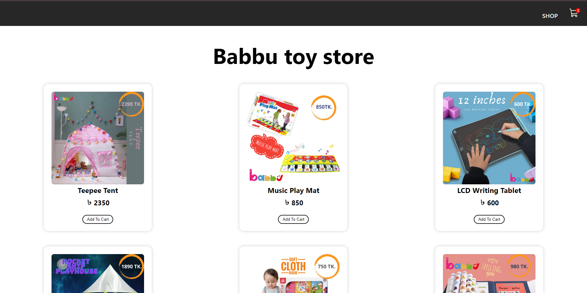 Babbu Toy Shop - Simple e-commerce Website picture